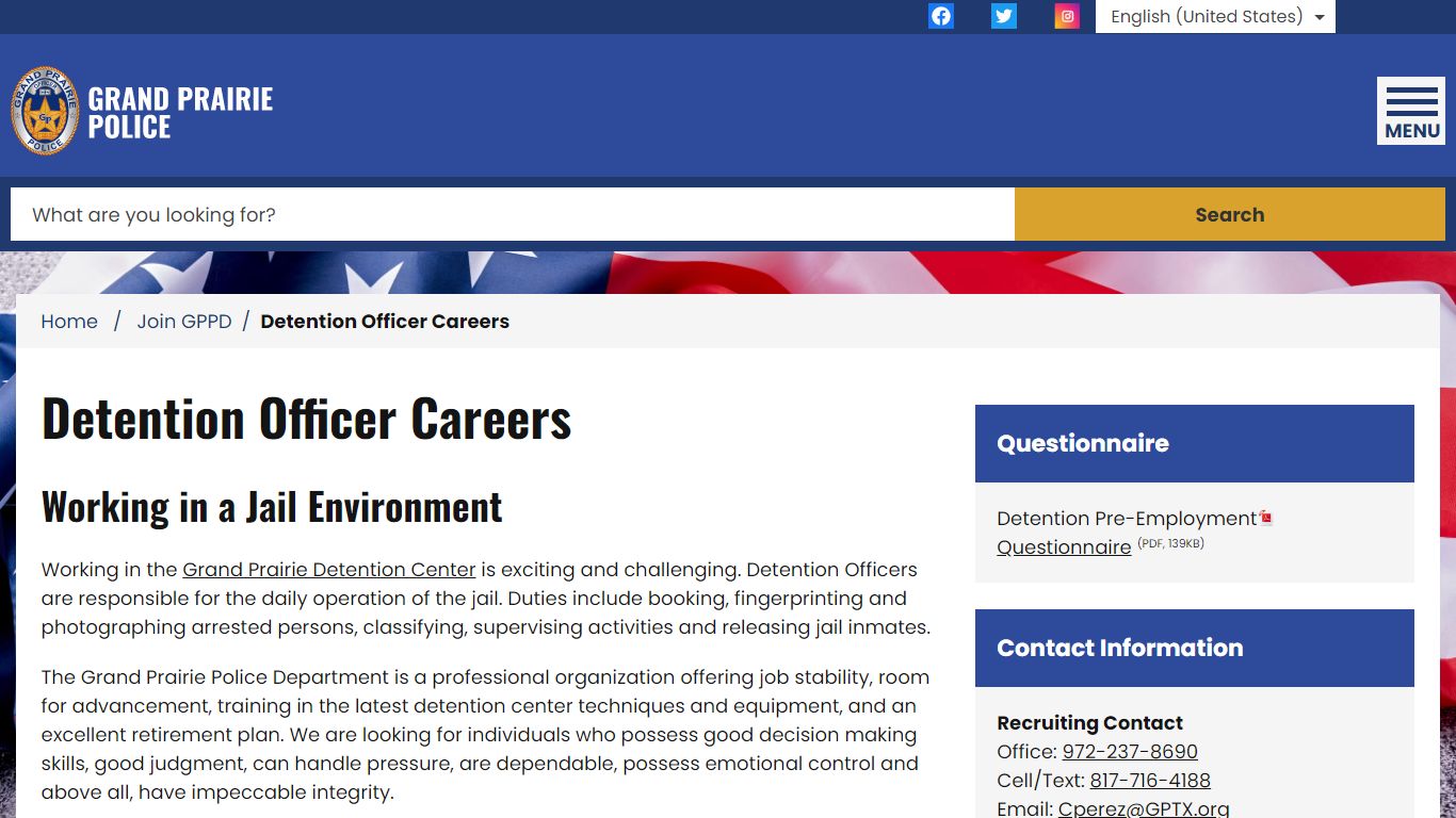 Detention Officer Careers Grand Prairie Police